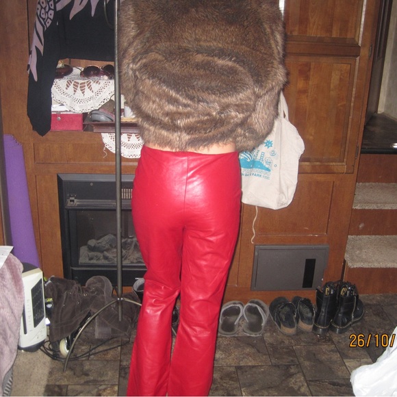 Yigal Azrouel red leather zip up bootcut pants - Picture 5 of 6